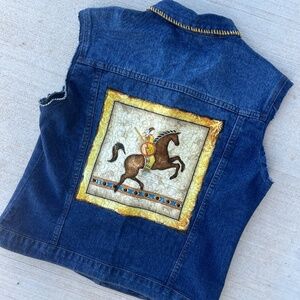 Upcycled southwestern denim vest Sz. Sm